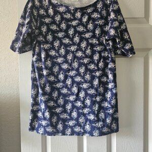 UNIQLO Navy Floral Boatneck Top